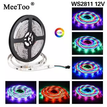 Светодиодная лента 2811 IC RGB 5050 Гибкая светодиодная лампа 60 светодиодов / режим M 300 12 В Смарт-лента Ленточная лента HDTV Телевизор Настольный экран Подсветка экрана Смещение света 1M 2811 Strip IP20