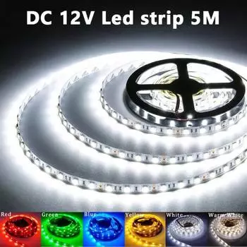 Светодиодная лента 5M SMD2835 12V Белый теплый красный зеленый синий RGB светодиодная водонепроницаемая гибкая лампа лента для декора комнаты 2m Warm color