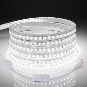 Светодиодная лента AC220V SMD 2835120LEDs/m Уличная гибкая лента Водонепроницаемая светодиодная лента для лампы для гостиной и сада 1m белый