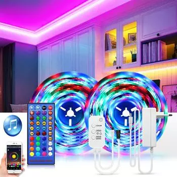 Светодиодная лента Bluetooth Dream RGB, 12 В постоянного тока, светодиодная лампа с индивидуальной адресацией, гибкая интеллектуальная осветительная лента, контроллер RGB с адаптером ЕС