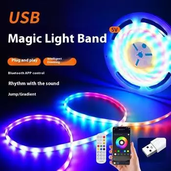 Светодиодная лента Bluetooth, настольный USB-приемник, окружающее освещение, подсветка для украшения комнаты для киберспорта, самоклеящаяся RGB-подсветка для ТВ 1M-100LED