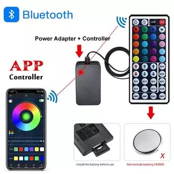 Светодиодная лента Bluetooth RGB для комнаты 10 м 15 м 20 м 50 м управление через приложение Smart 5050 RGB лента гибкая лента 24 В адаптер питания пульт дистанционного управления 2 в 1