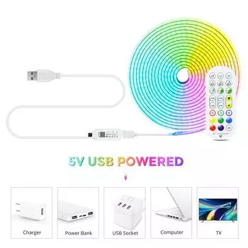 Светодиодная лента Bluetooth USB 5 В RGB COB 576 светодиодов/м линейная лента с регулируемой яркостью для шкафа, телевизора, черного света, украшения комнаты 1m