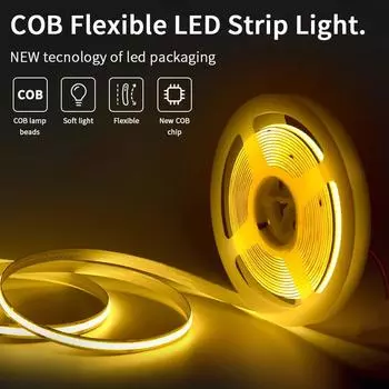 Светодиодная лента COB 12 В 24 В 320 светодиодов/м Высокоплотный линейный свет Гибкая светодиодная лента для украшения комнаты 1 м 2 м 3 м Линейная с регулировкой яркости 12V&1m