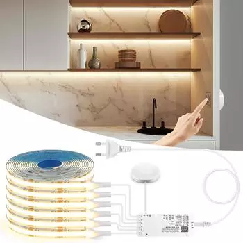 Светодиодная лента COB 12 В, 320 светодиодов/м, проницаемый деревянный датчик движения руки, сенсорный диммер, сделай сам, полка, кладовая, витрина, подсветка лампы 1M белый