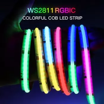 Светодиодная лента COB 12 В 576 светодиодов/м FCOB SPI RGB IC неоновая лента WS2811 адресуемая RGBIC Dreamcolor Chasing Strip для декора комнаты 1m