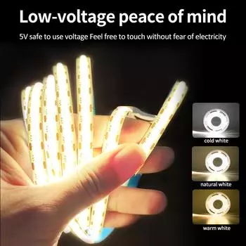 Светодиодная лента COB 1M-3M 5V USB 320LEDs/M с сенсорным датчиком и регулируемой яркостью, DIY TV Mirror Backlight Kitchen Room Night Lighting 1m теплый белый