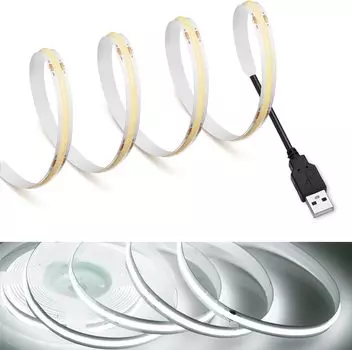 Светодиодная лента COB постоянного тока 5 В, USB, линейное освещение высокой плотности, 320 светодиодов, гибкие ленточные светильники, 1-5 м, белый теплый белый светодиодный светильник 1m
