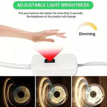 Светодиодная лента COB с ручным датчиком сканирования, гибкая лампа USB 5 В 320 светодиодов/м, рождественская лента для самостоятельного изготовления огней для домашнего декора, вечеринки 1M теплый белый