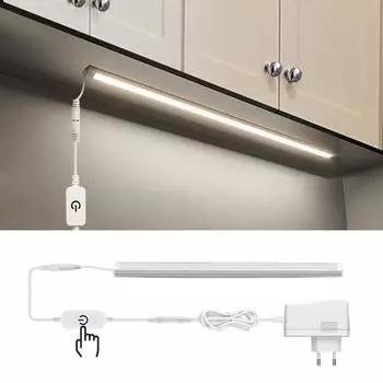 Светодиодная лента для кухни с регулируемой яркостью под шкафом, сенсорное управление, умный переключатель, светодиодная настольная лампа для спальни, ночная светодиодная лампа с вилкой европейского стандарта белый