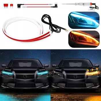 Светодиодная лента DUOFU365 для капота автомобиля, ультратонкая, 2 цвета, переключение, последовательный поток, водонепроницаемая, боковое свечение, общий тип, капот, 2 шт.