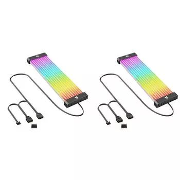 Светодиодная лента EY# ARGB 5 В 3-контактный ARGB для материнской платы 3x8-контактный графический процессор/24-контактный разъем(Черный АЛ2