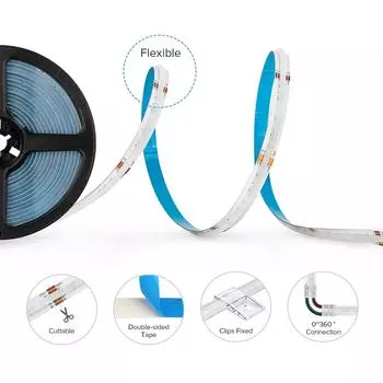 Светодиодная лента FCOB PWM RGB DC24V 576 светодиодов, гибкая FOB COB 10 мм, 4-контактная, светодиодные лампы высокой плотности RA90, линейная с регулировкой яркости, 14 Вт/м 3m