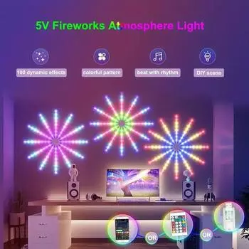 Светодиодная лента фейерверка RGB с управлением через Bluetooth APP Симфония Светильник фейерверка Свадебная вечеринка Бар Управление музыкой Лампа Dream Festoon