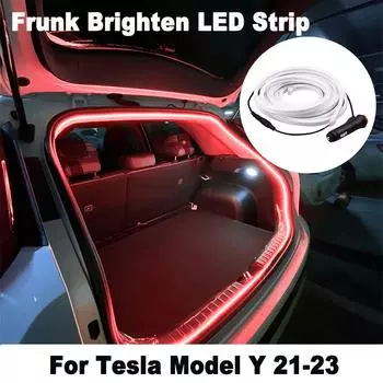 Светодиодная лента Frunk Brighten, модифицированное освещение для Tesla Model Y 21-23, 5 м, водонепроницаемая, гибкая, передняя, багажник, водонепроницаемая, окружающее освещение синий