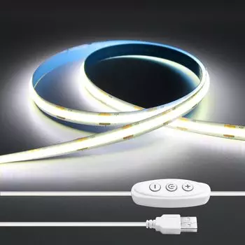 Светодиодная лента iNextStation COB USB-светильник с высокой плотностью входного напряжения 5 В с регулировкой яркости, двусторонняя лента, которую можно резать, монтажная ширина 8 мм, декоративная лента