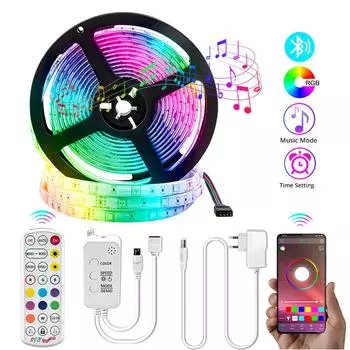 Светодиодная лента IP68 RGB Bluetooth Smart LED Strip Light 5050 12 В 5 м 10 м 15 м Неоновая светодиодная лента Подсветка телевизора Декор Светодиодный ночник Waterproof&US Plug