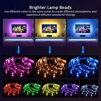 Светодиодная лента Mexllex 5 В USB RGB5050 для подсветки телевизора, управление через приложение, гибкая лента на 16 миллионов цветов для комнаты, ноутбука, спальни или подарка usb cable&1m