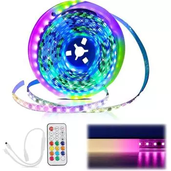 Светодиодная лента Muzata 16,4 фута / 5 м RGB высокой интенсивности 96 светодиодов/м без прожекторов Светодиодные каналы U108 U103 LC31 (Адаптер питания в комплект не входит.) Regular