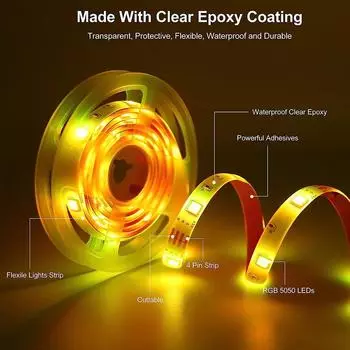 Светодиодная лента на батарейках RGB 5050 с изменяющимся цветом подсветки телевизора IP65 с дистанционным управлением для помещений и улицы гибкая световая лента 1M-5M 0.5m 15 LEDs