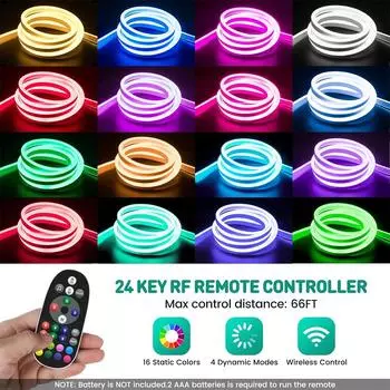Светодиодная лента неонового света USB RGB, 10 м 5 В 72 светодиода/м, силиконовый Bluetooth-шнур с пультом дистанционного управления, синхронизация музыки с приложением, водонепроницаемый декор для подсветки телевизора 5m