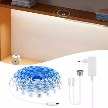 Светодиодная лента постоянного тока 12 В SMD2835, водонепроницаемая, портативная, с сенсорным индукционным переключателем с регулировкой яркости для спальни, шкафа, подсветки телевизора 1m