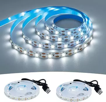 Светодиодная лента постоянного тока 5 В, USB 2835 Putih Hangat, светодиодная лента Cahaya TV Latar Belakang Pencahayaan Pita Dekorasi Rumah Lampu 1 м 2 м 3 м 4 м 5 м Le 0.5m