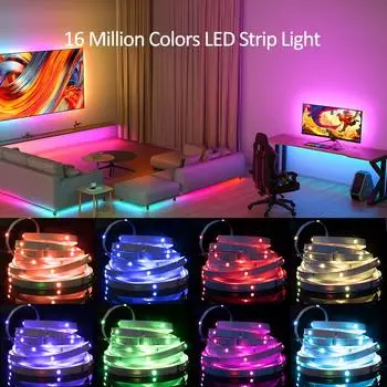 Светодиодная лента RGB 40 м/30 м/20 м/15 м, гибкая лента DIY, диод постоянного тока 24 В, управление через приложение, синхронизация музыки для рождественского подарка в комнату, декор 5m&EU Plug