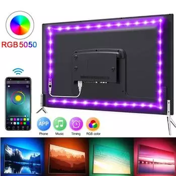 Светодиодная лента RGB 5050 5 В USB Bluetooth строка гибкая лента лампы для украшения комнаты ТВ экран подсветка ленты диод