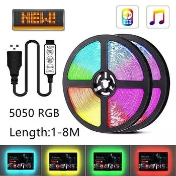 Светодиодная лента RGB 5050 Гибкая лента с диодом USB-кабель 3 клавиши управления DC 5 В Настольный экран ТВ фоновое освещение 3Key-1M