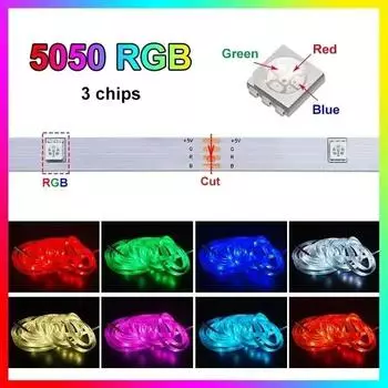 Светодиодная лента RGB 5050 с дистанционным управлением USB 5 В, гибкая светодиодная лента с 30 светодиодами/м, с регулировкой яркости для украшения дома, комнаты, вечеринки 1m