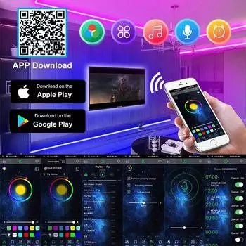 Светодиодная лента RGB 5050 с управлением через Bluetooth, цветная гибкая лента для домашнего рождественского праздника, вечеринки, декора своими руками