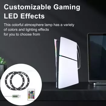 Светодиодная лента RGB для PS5 Slim Disc и Digital Edition, 8 цветов, 400 эффектов, DIY Гибкая игровая консоль, меняющая цвет, декоративная лампа, комплект колец Sets