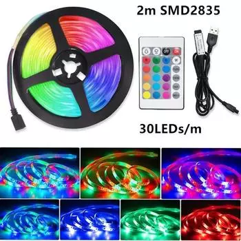 Светодиодная лента RGB USB SMD2835, светодиодная лента, неоновый свет, гибкая светодиодная лента для декора комнаты, спальни, подсветки телевизора