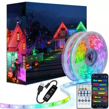 Светодиодная лента RGBIC WS2812b Bluetooth App Control Chasing Effect Light Гибкая лента Диодная лента для ТВ-комнаты Рождественское украшение 1m 5050 3Key