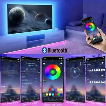 Светодиодная лента с Bluetooth Smart App Control 5050 5V USB RGB LED светильники для спальни диодная лента музыка синхронизация для вечеринки ПК ТВ подсветка