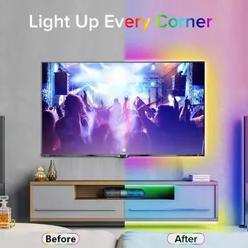 Светодиодная лента Tuya Bluetooth RGB 5050 с дистанционным управлением через приложение для телевизора, светодиодная подсветка, гибкая лента для USB-ПК, игровая комната, украшение 1m