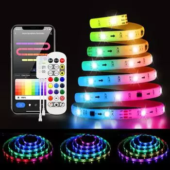 Гибкая 1-5M неоновая светодиодная лента Bluetooth RGB светодиодные лампы водонепроницаемая лента диод DC Bluetooth управление + EU адаптер 1m