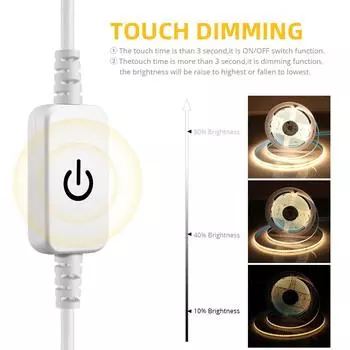 Светодиодная лента USB 1M-5M 5 В 320 светодиодов/м COB сенсорный датчик диммируемая лампа лента DIY подсветка зеркала для телевизора кухня комната ночное освещение 1m теплый белый