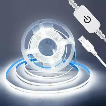 Светодиодная лента USB 1M-5M 5 В 320 светодиодов/м COB сенсорный датчик диммируемая лампа лента DIY подсветка зеркала для телевизора кухня комната ночное освещение 0.5m