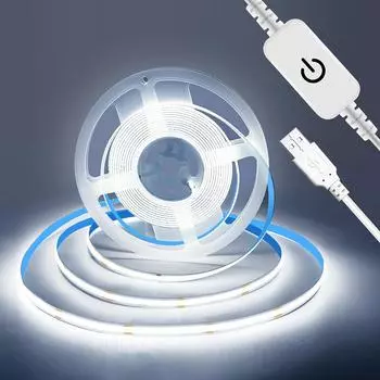 Светодиодная лента USB 1M-5M 5 В 320 светодиодов/м COB сенсорный датчик диммируемая лампа лента DIY подсветка зеркала для телевизора кухня комната ночное освещение 1m