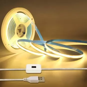 Светодиодная лента USB 1M-5M 5V 320LEDs/M COB с датчиком движения, лампа, лента DIY, подсветка зеркала для телевизора, кухни, комнаты, ночное освещение White light&0.5m