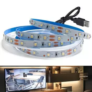 Светодиодная лента USB 2835SMD DC 5V Гибкая светодиодная лента 1M 2M 3M 4M 5M Подсветка рабочего стола телевизора HDTV Экран Подсветка смещения 50 cm белый
