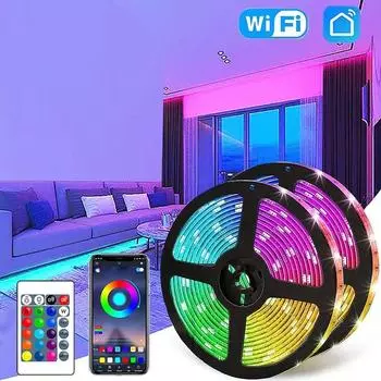 Светодиодная лента USB с управлением через приложение, изменение цвета, 5050 RGB, гибкая лампа, лента для украшения комнаты, подсветка телевизора d&1m