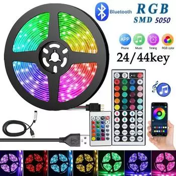 Светодиодная лента USB с управлением через приложение, изменение цвета, 5050 RGB, гибкая лампа, лента для украшения комнаты, подсветка телевизора d&1m