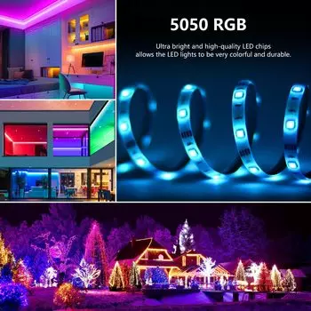 Светодиодная лента WIFI USB RGB 5050 длиной 1–10 м, приложение и пульт дистанционного управления, синхронизация с музыкой, гибкая лента 5 В, умная лампа Alexa для декора комнаты для вечеринок 1m синий