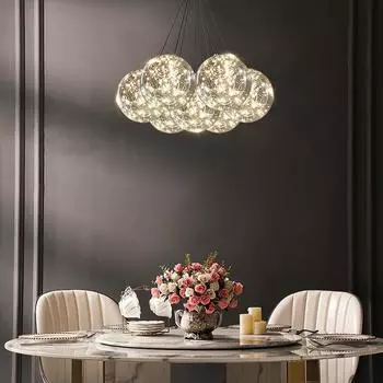 Светодиодная люстра для гостиной, спальни, столовой, кухни, потолочный подвесной светильник, стеклянный шар в стиле скандинавского дизайна 3 Color Dimming