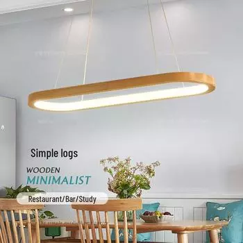 Светодиодная люстра из цельного дерева в скандинавском стиле для столовых и баров Three-color Light