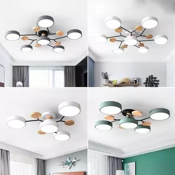 Светодиодная люстра с 3-цветным светом, подходит для гостиной, спальни, кабинета, домашнего декора, внутреннего освещения 220 В 3-color light
