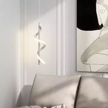 Светодиодная люстра в скандинавском стиле у кровати, современный минималистский, длинный, подвесной светильник, спальня, кабинет, бар, креативное подвесное освещение, роскошь Cold White белый